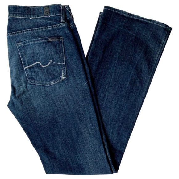 7FAM 90s high waist flare leg bootcut dark wash denim jeans - Picture 8 of 11